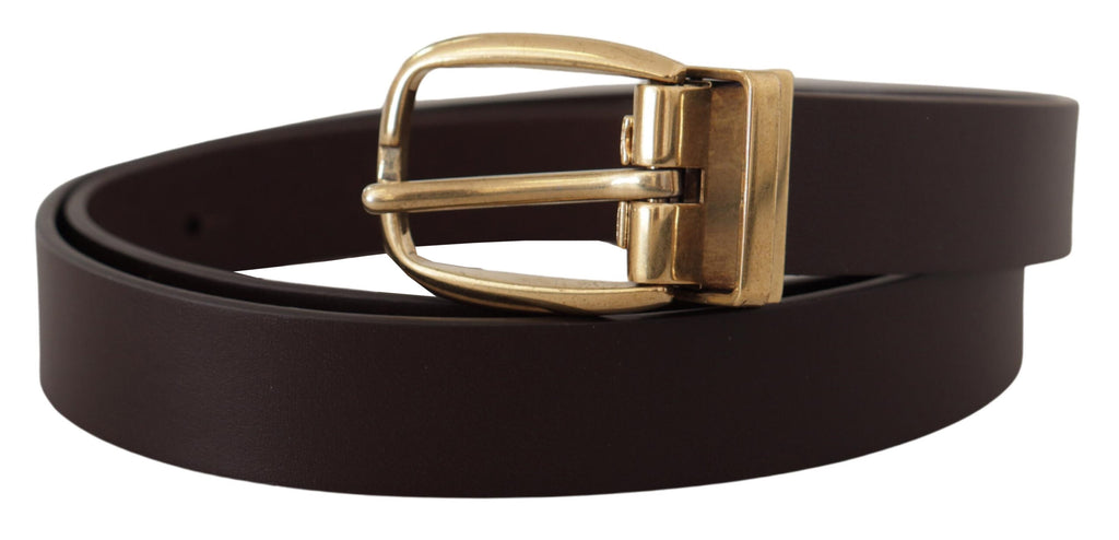 Dolce & Gabbana Dark Brown Calf Leather Gold Tone Metal Buckle - Maison Luxe