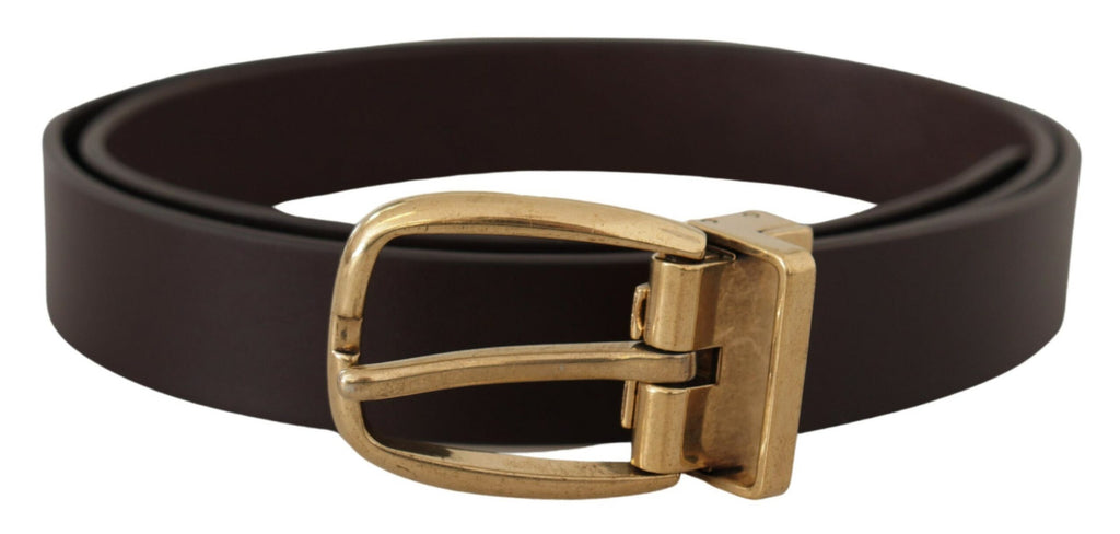 Dolce & Gabbana Dark Brown Calf Leather Gold Tone Metal Buckle - Maison Luxe