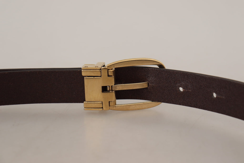 Dolce & Gabbana Dark Brown Calf Leather Gold Tone Metal Buckle - Maison Luxe