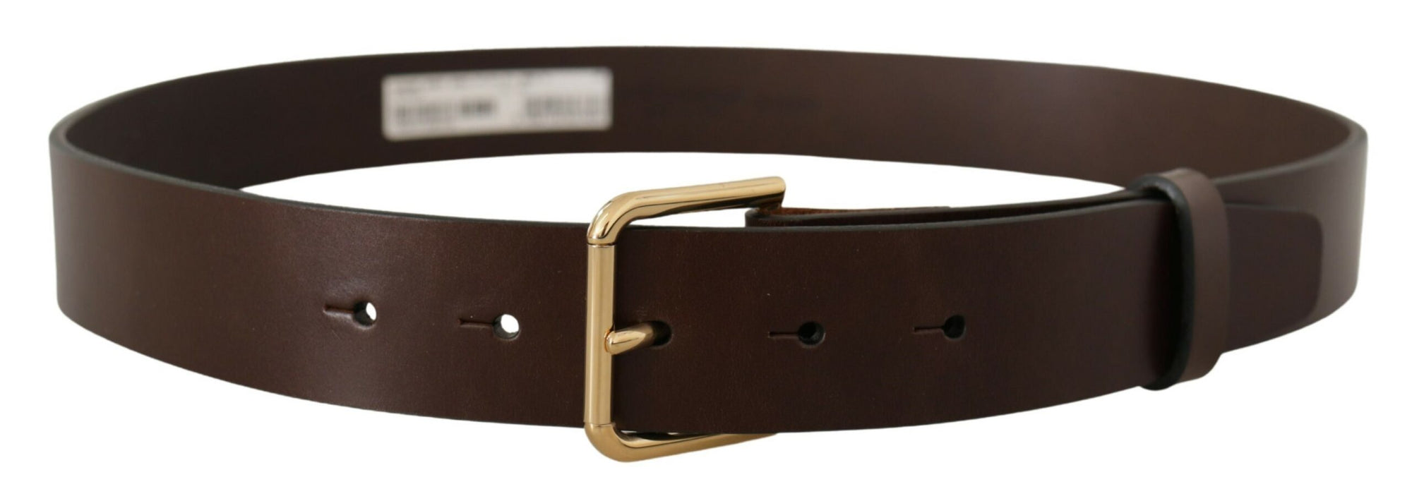 Dolce & Gabbana Brown Plain Calf Leather Gold Tone Buckle Belt - Maison Luxe