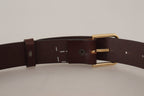 Dolce & Gabbana Brown Plain Calf Leather Gold Tone Buckle Belt - Maison Luxe