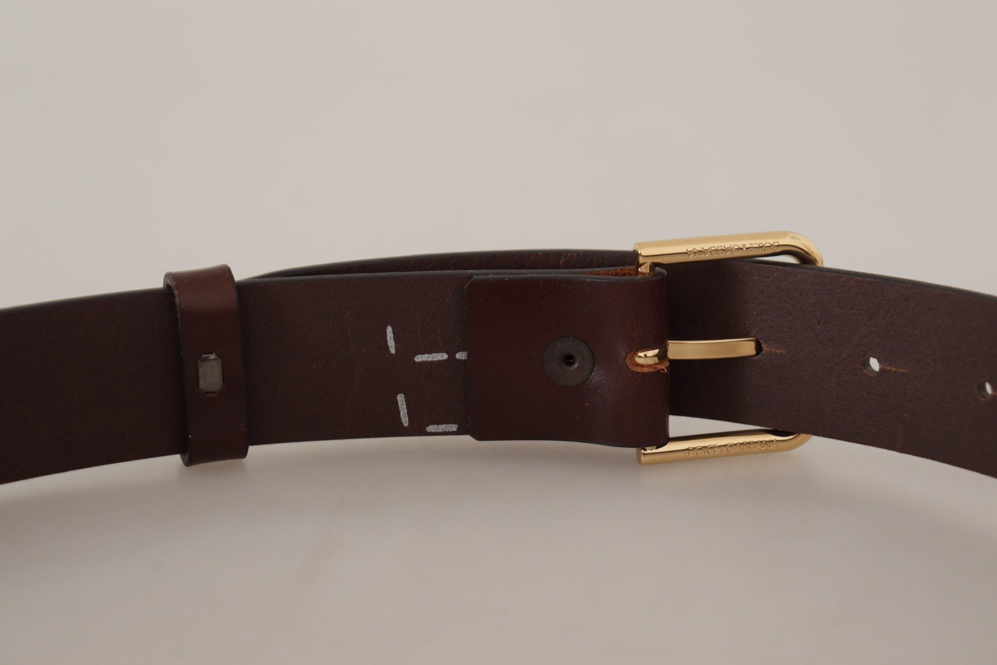 Dolce & Gabbana Brown Plain Calf Leather Gold Tone Buckle Belt - Maison Luxe