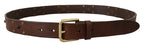 Dolce & Gabbana Brown Leather Studded Gold Tone Metal Buckle Belt - Maison Luxe
