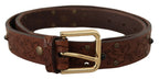 Dolce & Gabbana Brown Leather Floral Studded Metal Buckle Belt - Maison Luxe