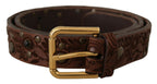 Dolce & Gabbana Brown Calf Leather Embossed Gold Metal Buckle - Maison Luxe