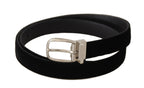 Dolce & Gabbana Black Casual Velvet Silver Tone Metal Buckle Belt - Maison Luxe