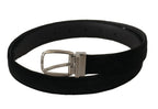 Dolce & Gabbana Black Classic Velvet Silver Tone Metal Buckle Belt - Maison Luxe