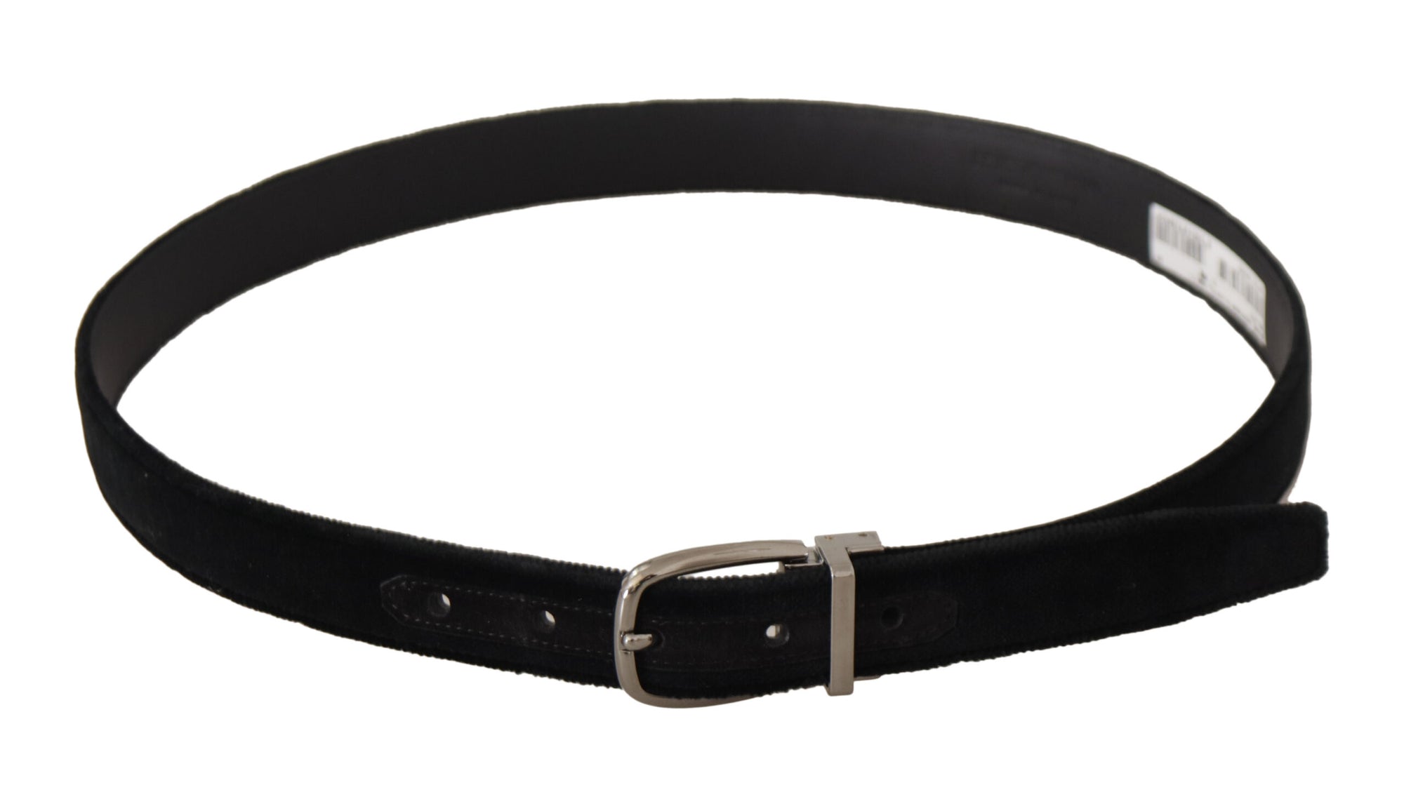 Dolce & Gabbana Black Classic Velvet Silver Tone Metal Buckle Belt - Maison Luxe