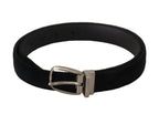 Dolce & Gabbana Black Classic Velvet Silver Tone Metal Buckle Belt - Maison Luxe