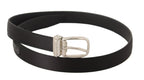 Dolce & Gabbana Black Canvas Leather Silver Logo Metal Buckle Belt - Maison Luxe