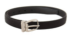 Dolce & Gabbana Black Canvas Leather Silver Logo Metal Buckle Belt - Maison Luxe
