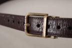 Dolce & Gabbana Brown Calf Leather Vintage Logo Metal Buckle Belt - Maison Luxe