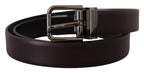Dolce & Gabbana Dark Purple Leather Box Borchia Metal Buckle Belt - Maison Luxe
