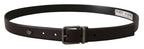 Dolce & Gabbana Dark Purple Leather Box Borchia Metal Buckle Belt - Maison Luxe