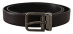 Dolce & Gabbana Dark Purple Leather Box Borchia Metal Buckle Belt - Maison Luxe