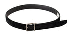 Dolce & Gabbana Black Casual Velvet Silver Metal Logo Buckle Belt - Maison Luxe