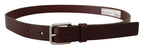 Dolce & Gabbana Maroon Calf Leather Silver Tone Metal Buckle Belt - Maison Luxe