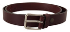 Dolce & Gabbana Maroon Calf Leather Silver Tone Metal Buckle Belt - Maison Luxe