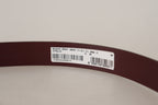 Dolce & Gabbana Maroon Calf Leather Silver Tone Metal Buckle Belt - Maison Luxe