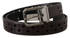 Dolce & Gabbana Dark Purple Perforated Leather Metal Buckle Belt - Maison Luxe