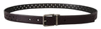 Dolce & Gabbana Dark Purple Perforated Leather Metal Buckle Belt - Maison Luxe