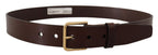 Dolce & Gabbana Brown Polished Leather Gold Tone Metal Buckle Belt - Maison Luxe