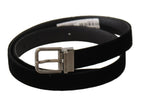 Dolce & Gabbana Black Classic Velvet Logo Engraved Metal Buckle Belt - Maison Luxe