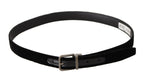Dolce & Gabbana Black Classic Velvet Logo Engraved Metal Buckle Belt - Maison Luxe