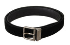Dolce & Gabbana Black Classic Velvet Logo Engraved Metal Buckle Belt - Maison Luxe