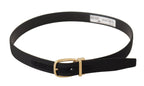 Dolce & Gabbana Black Canvas Leather Gold Metal Buckle Belt - Maison Luxe