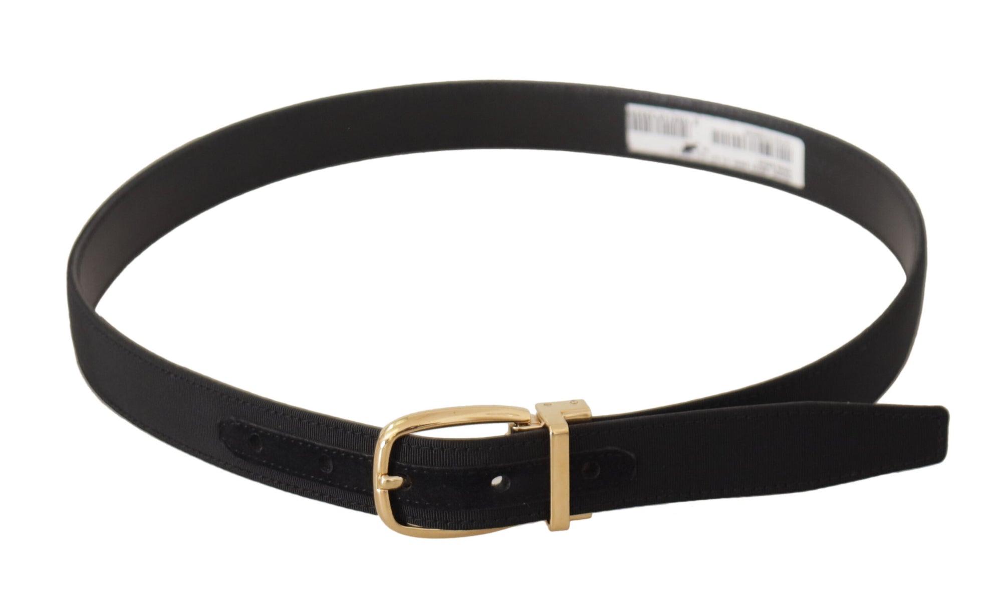 Dolce & Gabbana Black Canvas Leather Gold Metal Buckle Belt - Maison Luxe