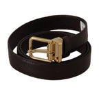 Dolce & Gabbana Brown Leather Gold Metal Buckle Belt - Maison Luxe