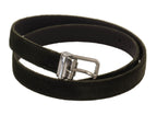 Dolce & Gabbana Green Velvet Silver Tone Metal Buckle Belt - Maison Luxe