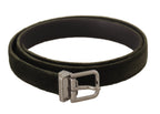 Dolce & Gabbana Green Velvet Silver Tone Metal Buckle Belt - Maison Luxe