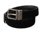 Dolce & Gabbana Black Cotton Silver Tone Metal Buckle Belt - Maison Luxe