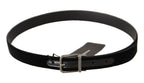 Dolce & Gabbana Black Cotton Silver Tone Metal Buckle Belt - Maison Luxe