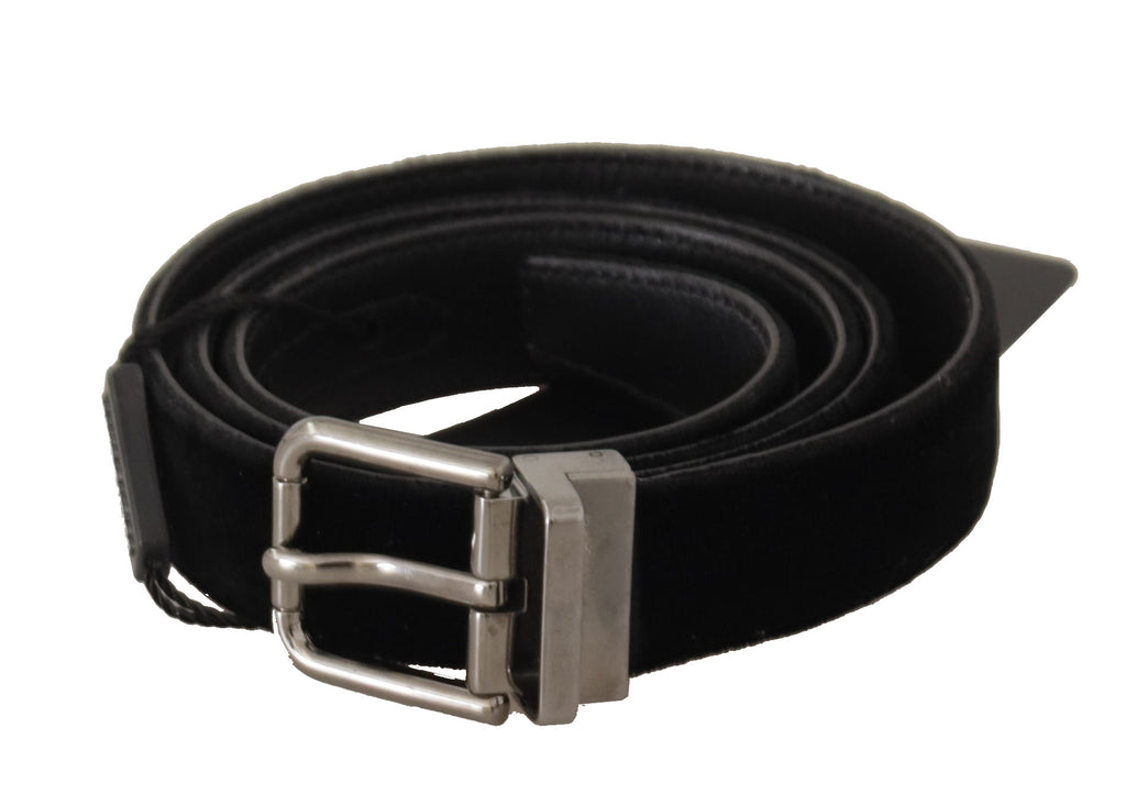 Dolce & Gabbana Black Cotton Silver Tone Metal Buckle Belt - Maison Luxe