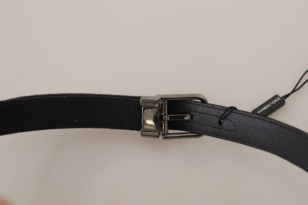 Dolce & Gabbana Black Cotton Silver Tone Metal Buckle Belt - Maison Luxe