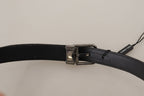 Dolce & Gabbana Black Cotton Silver Tone Metal Buckle Belt - Maison Luxe
