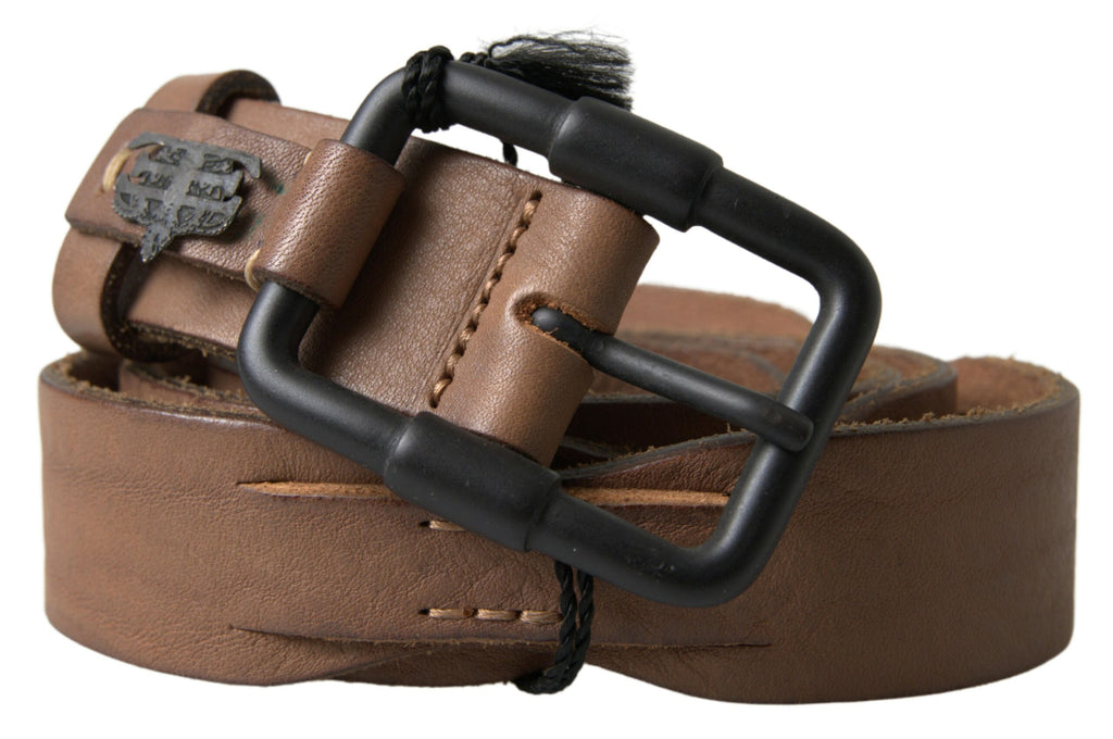 Ermanno Scervino Brown Leather Metal Buckle Waist Men Belt - Maison Luxe