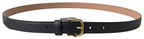 Dolce & Gabbana Black Leather Gold Tone Metal Buckle Belt - Maison Luxe