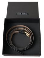 Dolce & Gabbana Black Leather Gold Tone Metal Buckle Belt - Maison Luxe