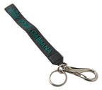Dolce & Gabbana Black DG Logo Rubber Silver Tone Metal Keychain - Maison Luxe