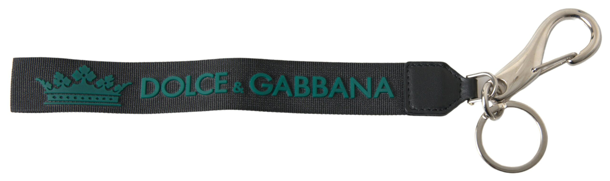 Dolce & Gabbana Black DG Logo Rubber Silver Tone Metal Keychain - Maison Luxe