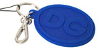 Dolce & Gabbana Blue Rubber DG Logo Silver Brass Metal Keyring Keychain - Maison Luxe