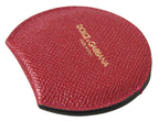 Dolce & Gabbana Red Calfskin Leather Round Hand Mirror Holder - Maison Luxe