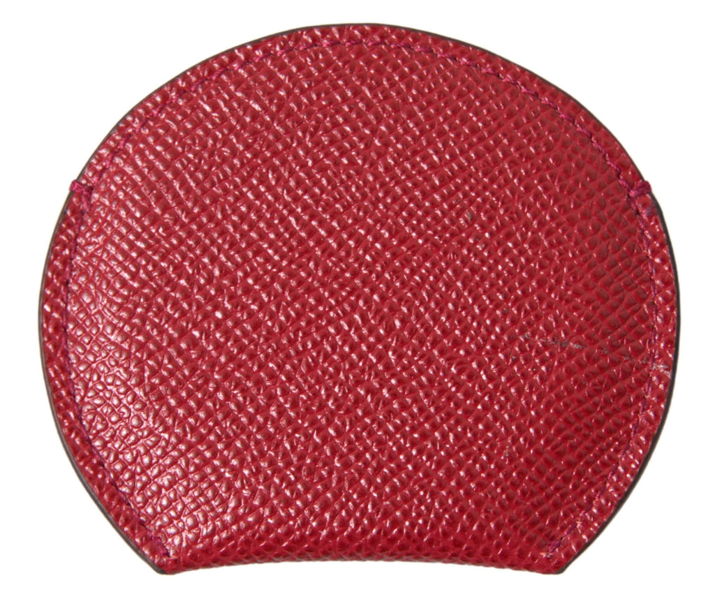 Dolce & Gabbana Red Calfskin Leather Round Hand Mirror Holder - Maison Luxe