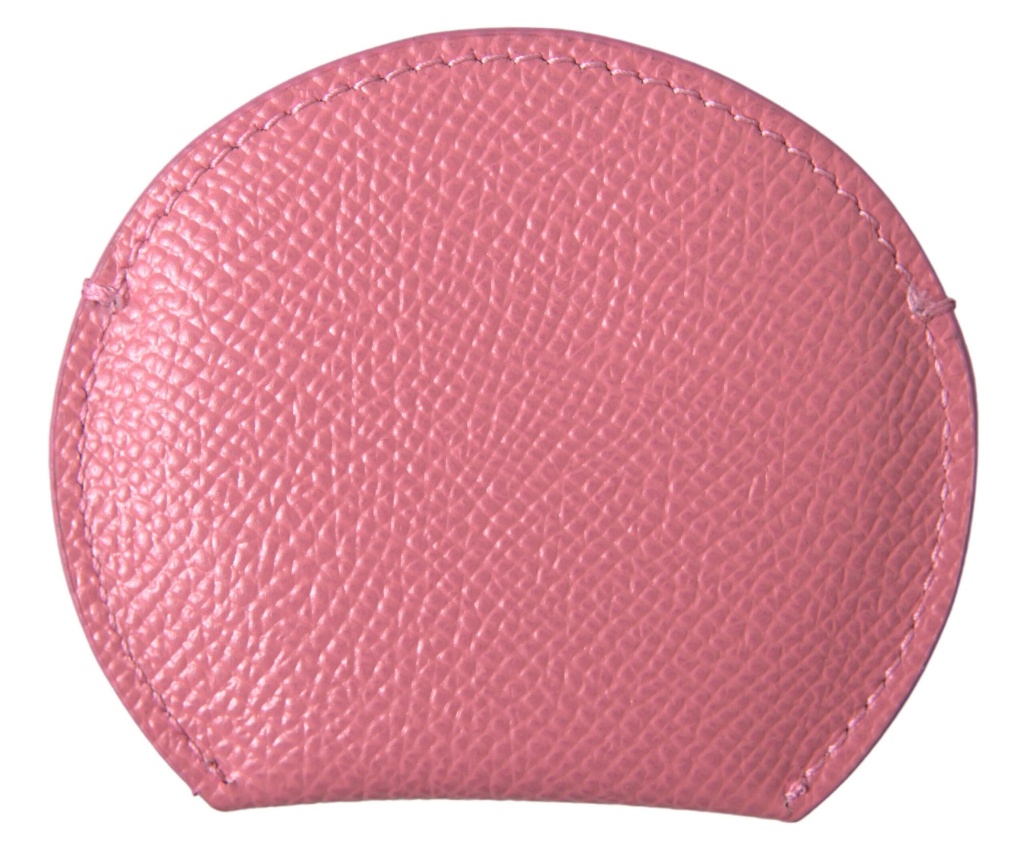 Dolce & Gabbana Pink Calfskin Leather Round Logo Print Hand Mirror Holder - Maison Luxe