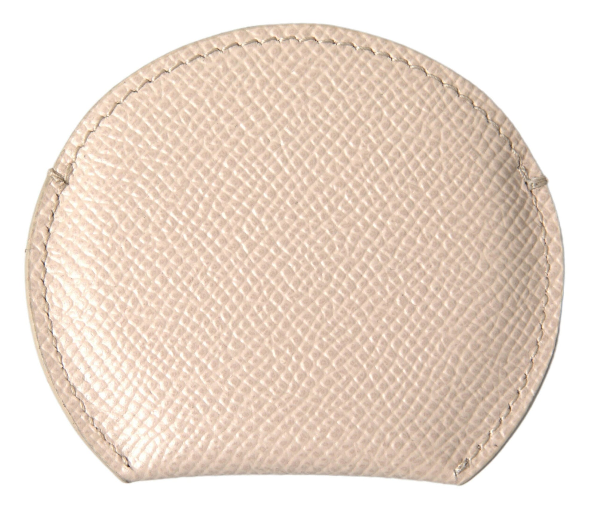 Dolce & Gabbana Beige Calfskin Leather Round Logo Hand Mirror Holder - Maison Luxe