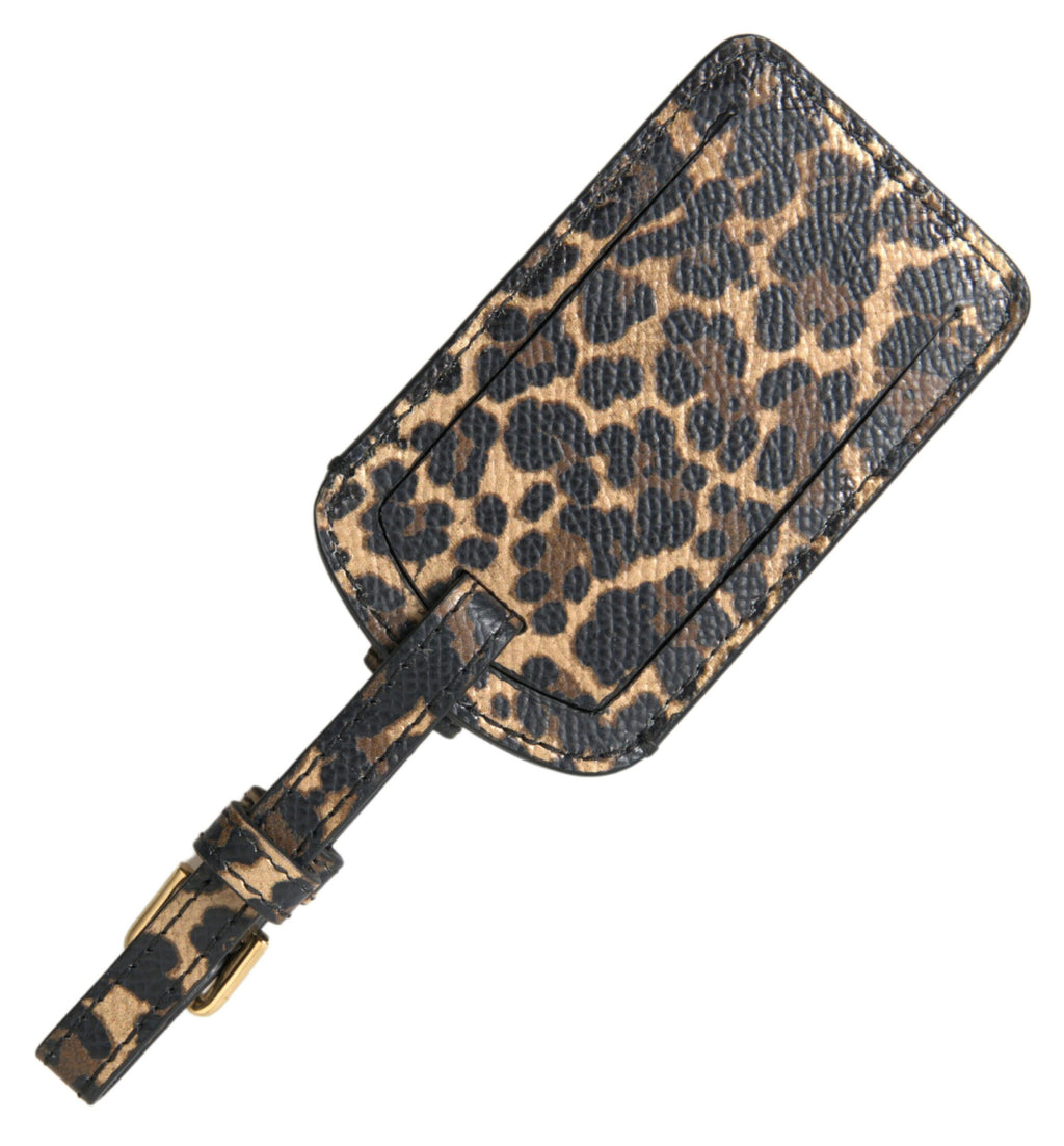 Dolce & Gabbana Multicolor Leopard Dauphine Leather DG Logo Luggage Tag - Maison Luxe